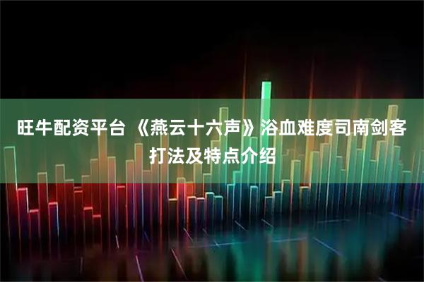 旺牛配资平台 《燕云十六声》浴血难度司南剑客打法及特点介绍
