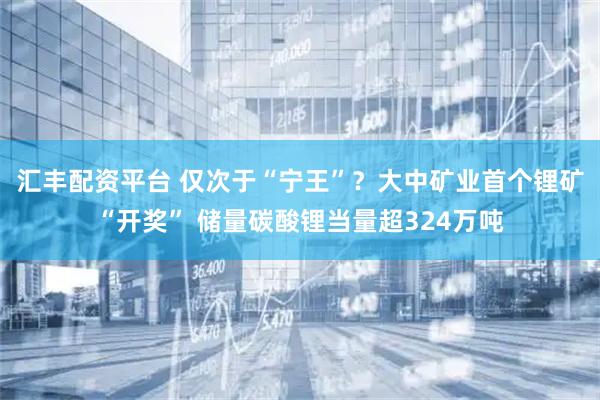 汇丰配资平台 仅次于“宁王”？大中矿业首个锂矿“开奖” 储量碳酸锂当量超324万吨